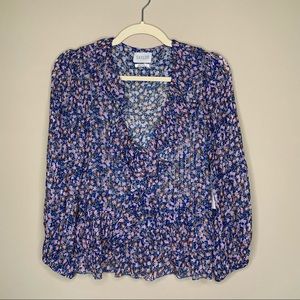 SAYLOR Johanna Lurex Floral Chiffon Blouse